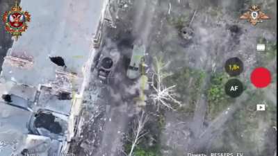 Soldiers of the AFU are targeted by grenades whilst attempting to exit their armoured vehicle. Unknown location, May 2024.