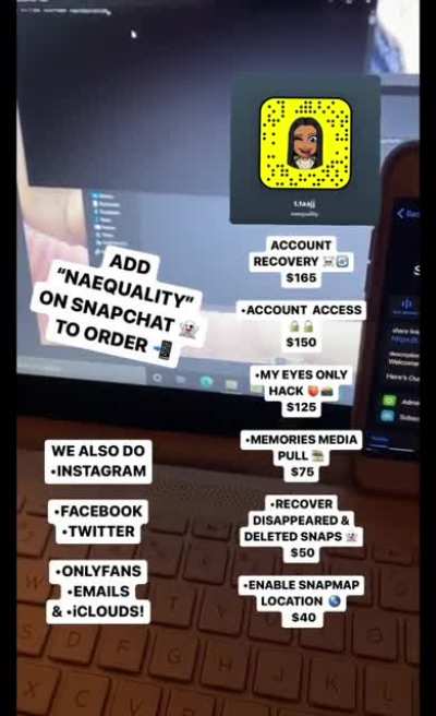 Anyone Here Need Actual S0ci@al M3dia Services? Especially To Access Someones Account, Recovery Of A Deleted Or Locked Account, Or Even A My Eyes Only Pull. Add “NAEQ<wbr>UALIT<wbr>Y” via Snapchat To Order!