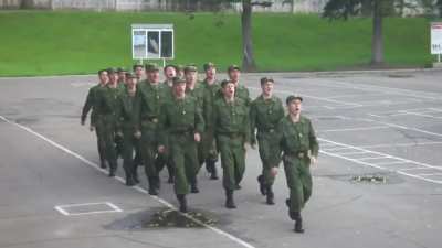 Russian army marching, but wait there's a twist.