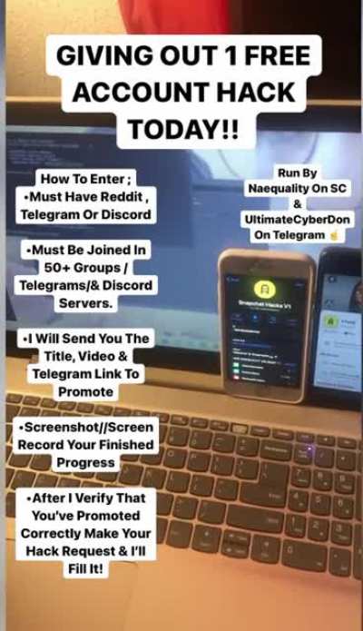 !!!TODAY & TODAY ONLY! > We're giving out a FREE HACK!!! Just for promoting across Reddit, Telegram , & Discord. hit @naequality on snapchat // @TheCyberDon On Telegram for instructions. Telegram Group In Comments!