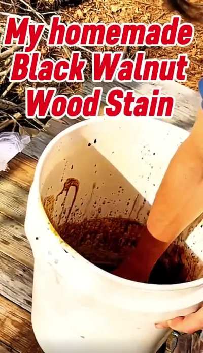 I’m building a cabin alone in the woods. I built a porch and used my homemade walnut stain on it.