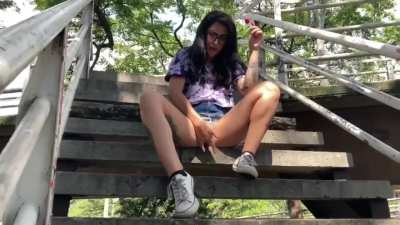 Fingering myself in public!