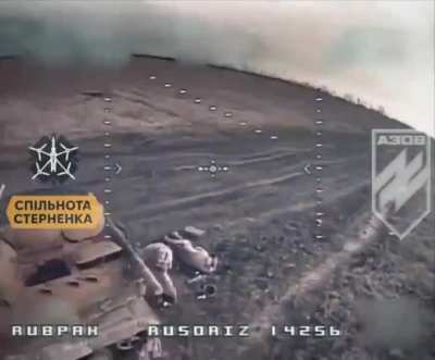 Russian soldier tries to shoot down a Ukrainian FPV drone and then runs around back and forth an abandoned BMP to avoid it but the drone eventually goes for him