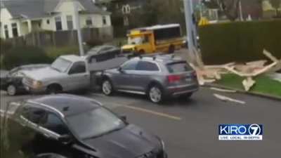 Camera was set up by homeowner after multiple crashes had occurred at the same intersection, caught this gem