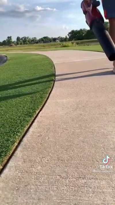 The grass is always greener on this Dad's yard