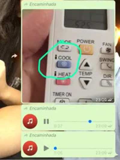 Explaining for non-Brazilians: The lady had problems with her AC, then this technician said to her put the AC in the cool function, but he couldn't pronounce it correctly and it sounded like a**, as such the lady sent him a voice message saying 