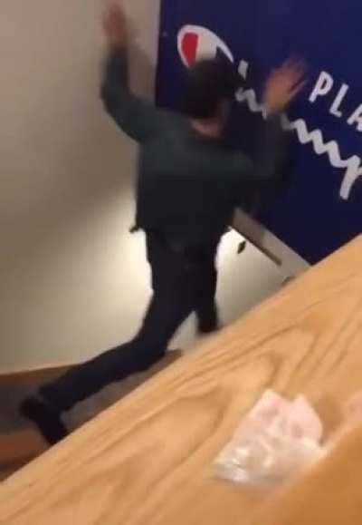 Using a wall to remove a sign over stairs