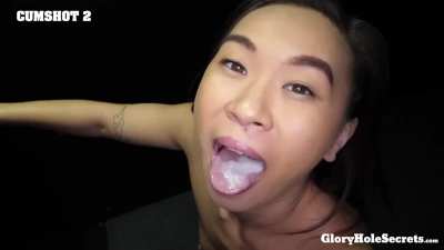asian slut kim cums to visit a gloryhole