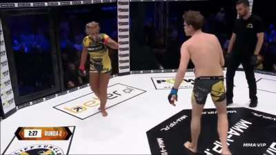 Intergender MMA fight in Poland
