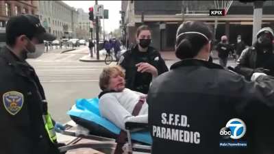 Elderly Asian American woman fights back.
