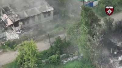 Accurate SPG-9 fire eliminates 2 Russian soldiers located at Orlova Street, Vovchansk, Kharkiv Region.