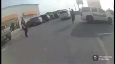 Police arrest a suspected shoplifter in Texas.