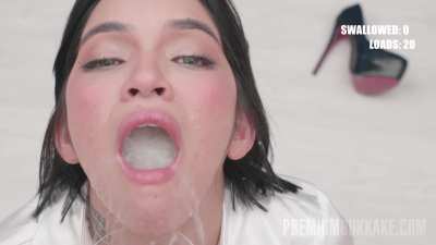Cute Latina getting first-class bukkake