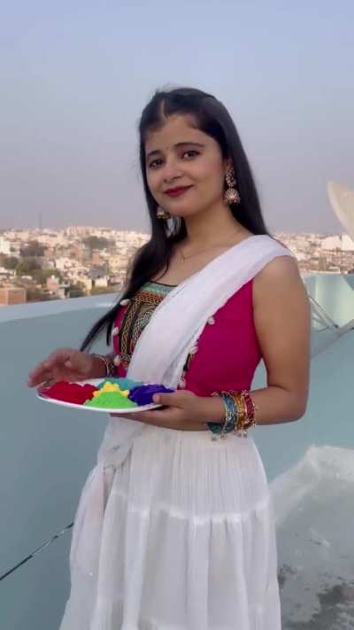 Disha Seth in White and Magenta Pink Anarkali-style Salwar Suit