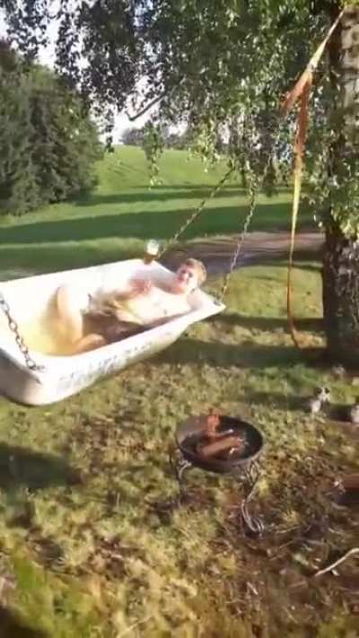 Taking a bath