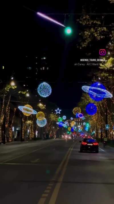 Holiday street decorations in Tbilisi, Georgia