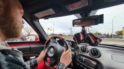 Brad Test Drives the 2017 Alfa Romeo 4C Spider. He looks Comfy for a 6-Footer