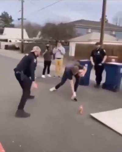 White man steals cops glasses then brutally destroys him.