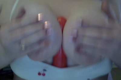 Oily titfuck - just wish it was your cock spunking on me instead