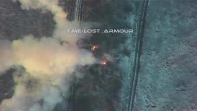 Archival footage of the destruction of a Ukrainian Strela-10 anti-aircraft system by a Russian Lancet strike, published 04.08.2024
