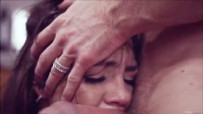 Gentle blowjob from fuckdoll housewife turns into a rough face fuck