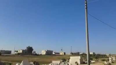 Russian 3M-54 Kalibr cruise missile flying over Jisr al-Shughur, Idlib (April 2019)