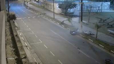 Biker hits pole