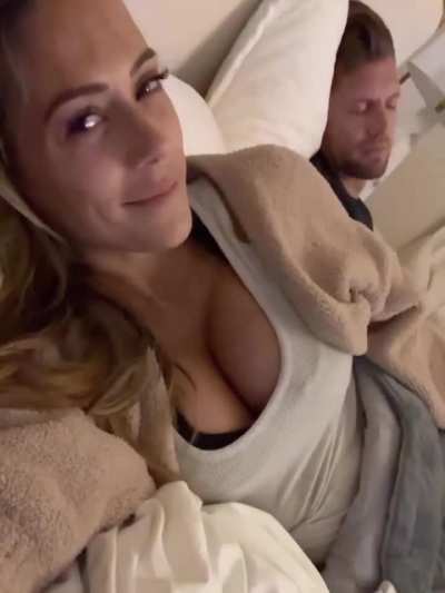 Laying in bed.