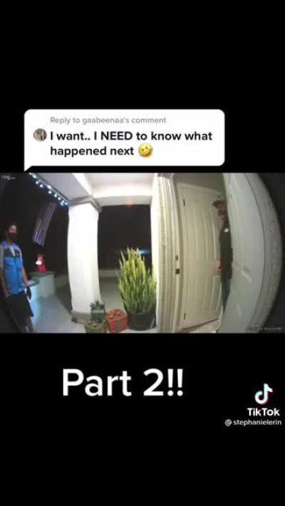 So for context in part one there is a mat saying “hide parcels from husband” and the husband had just answered the door then this is part 2