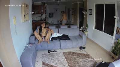 Casual masturbation the living room