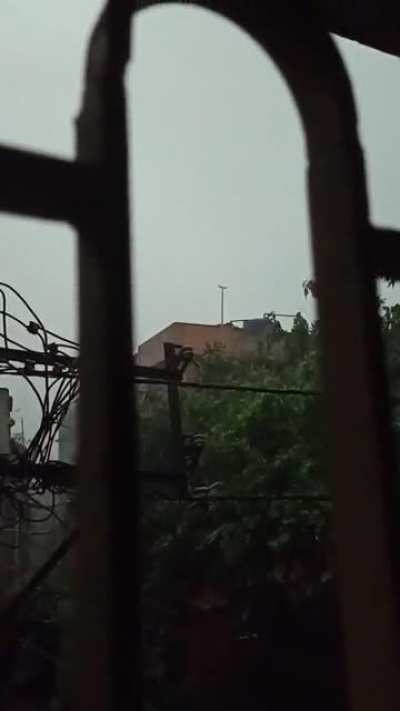 Its raining hard.