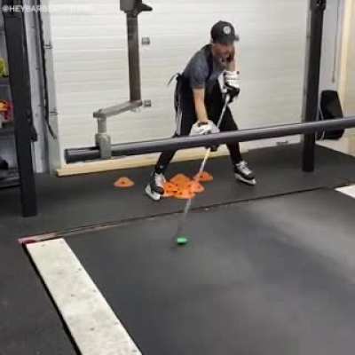 Practicing hockey