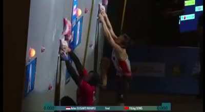Woman's Wall speed climbing world record just under 7secs
