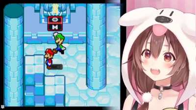 Korone Bopping Her Head While Mario & Luigi Hit The Block