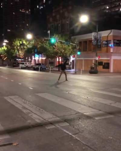 My drunk friend running into the middle of an intersection last night in downtown Austin, TX