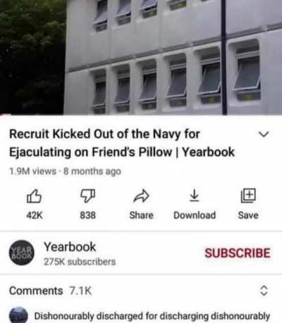 Dishonourably discharged for discharging dishonourably
