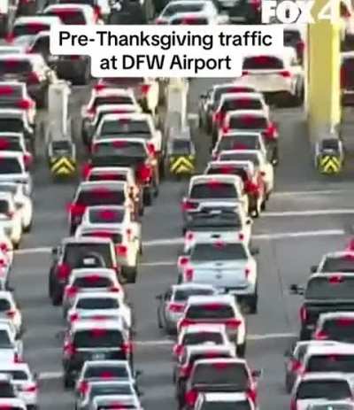 Insufficient number of lanes leads to traffic nightmare at DFW Airport.