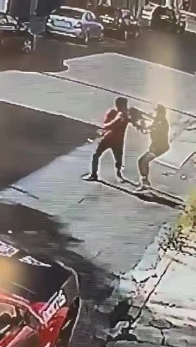 man vandalizes a fighters car and gets what he deserves