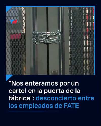 Después de 80 años fabricando neumáticos en Argentina, la fábrica Fate baja la persiana.
920 trabajadores despedidos. Casi mil familias que se quedan sin sustento. Todo gracias al “especialista en crecimiento económico con o sin dinero” y su “milagro econ