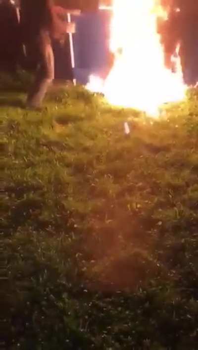 Gasoline, firepit, car and a pool... What could go wrong?