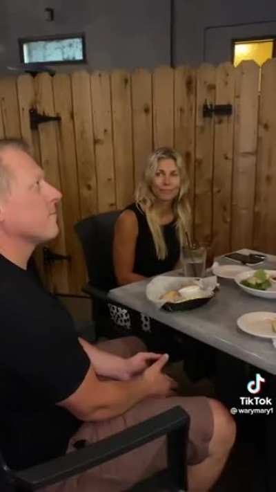 Cheating husband gets caught by wife while out at dinner with his girlfriend