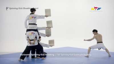 this guy kicked these 4 pieces of wood at once