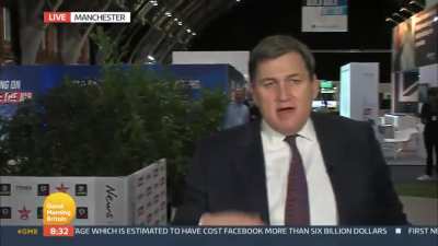 British MP claims not to know the whereabouts of the PM. Cue perfect pan from the camera man