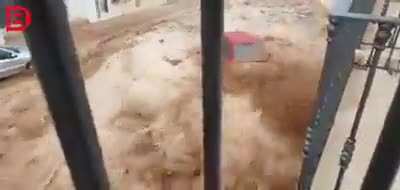 Wall in Spain collapses due to heavy rainfall.