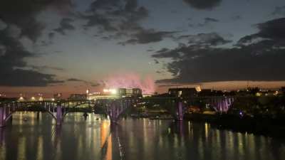 Winning field goal fireworks from Gay Street Bridge