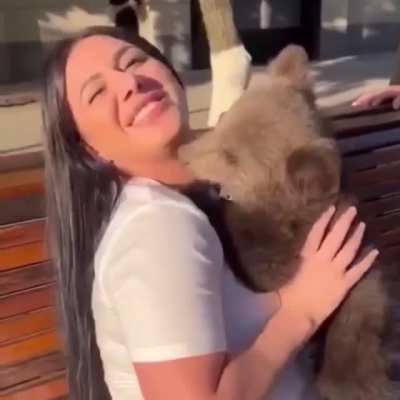 “Sweet” baby bear kiss