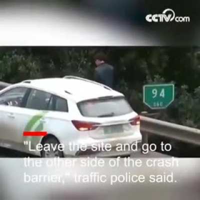 Driver on highway escapes death by seconds