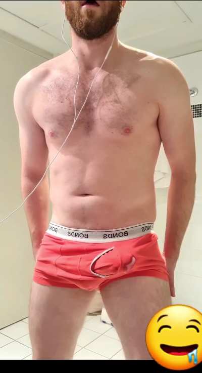 Hands free orgasm through briefs