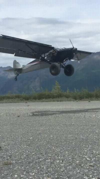 Plane lands almost vertically due to high winds.