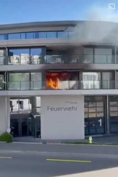 Apt above fire depatment on fire